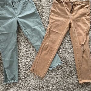 Stylish GOOD HART distressed jeans in canyon. Sage green size 12